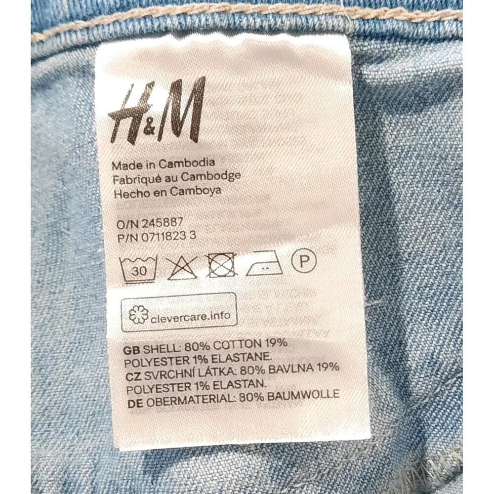 H&M High Waist Denim Shorts Medium Wash Stretch Jean Shorts Size 8 Festival